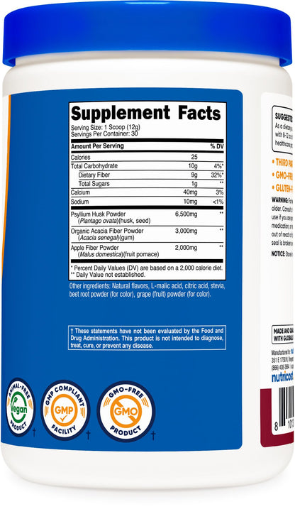 Nutricost Soluble Fiber (Berry Flavored) 30 Servings - Vegan, Non-GMO, Gluten Free