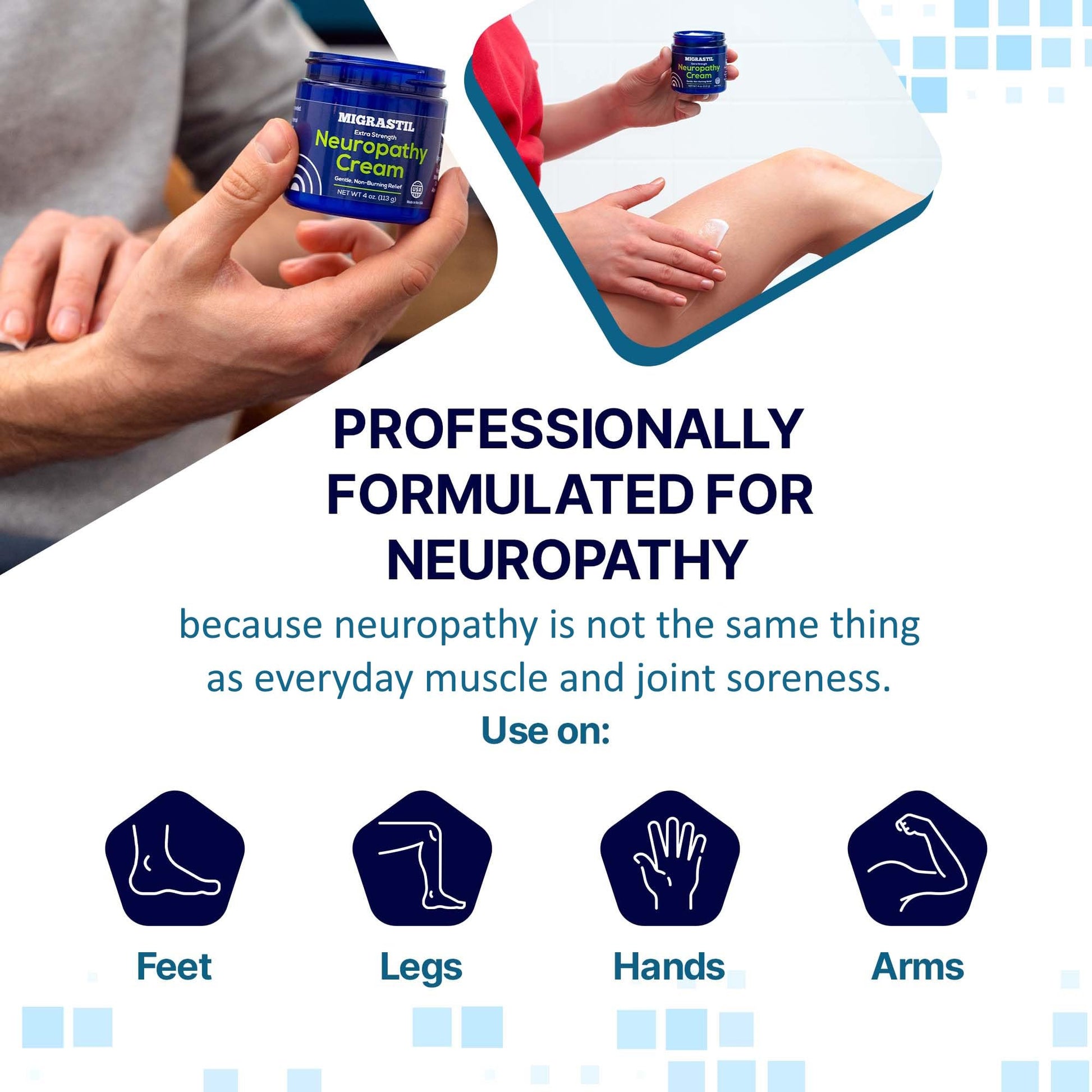 Basic Vigor Migrastil Extra Strength Neuropathy Cream (4 oz) and PainBlock Roll-On (3 oz) Bundle Basic VigorBuy Supplements Australia