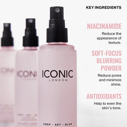 ICONIC LONDON Prep Set Blur Setting Spray | Makeup Fixing Spray, Blurs Imperfections and Gives Skin a Radiant Glow, Vegan Makeup, 120 mL / 4.05 Fl Oz. ICONIC LONDON buy supplements Au
