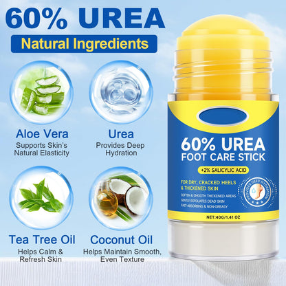 Loobexery 2 Pcs 60% Urea with 2% Salicylic Acid Foot Care Stick, Urea Foot Cream for Cracked Feet, Repairs Dry Rough Heels Fast, Foot Lotion Moisturizer for Dead Skin, Hydrating Heel Balm