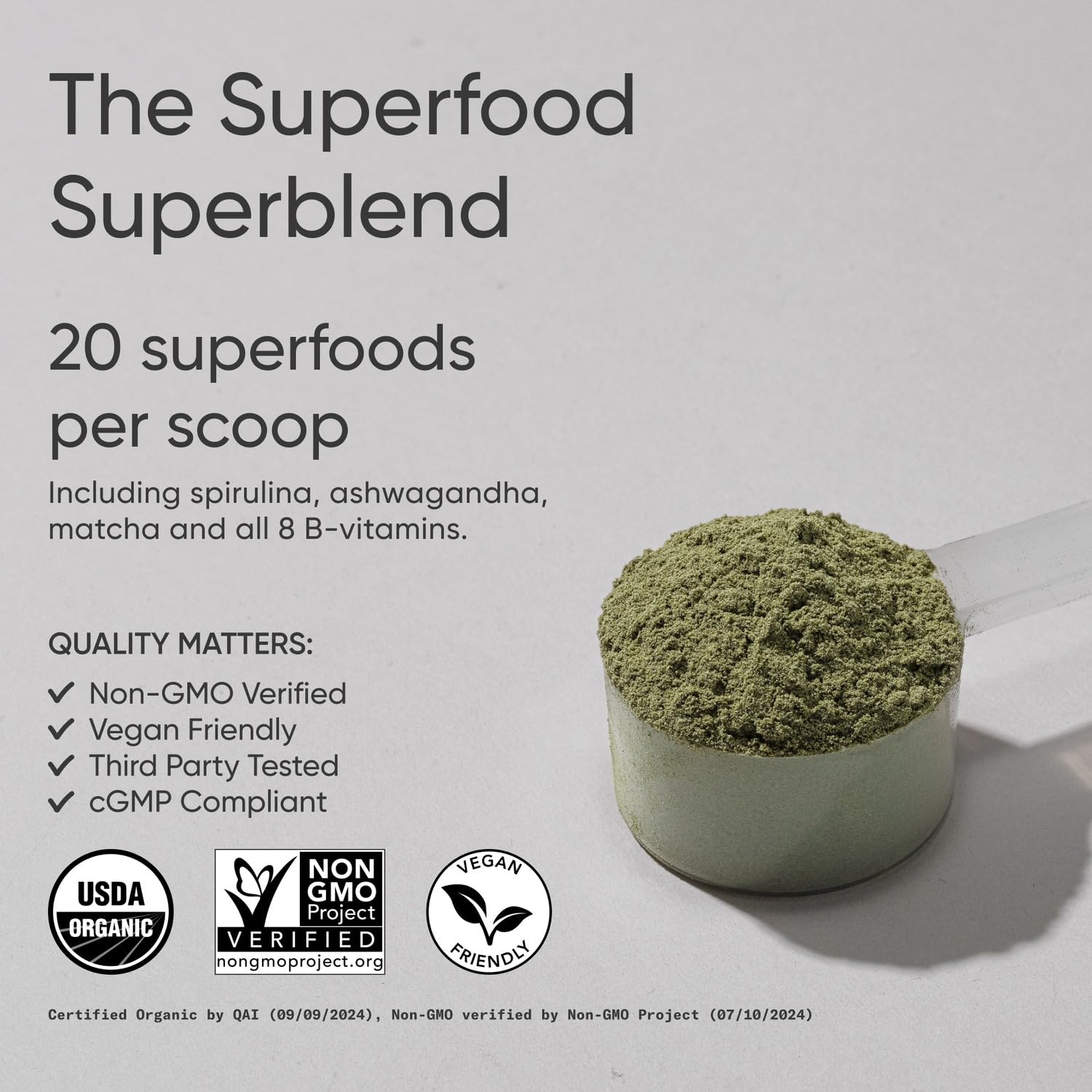 Sports Research® Organic Greens Superfood Powder w/Spirulina & Chlorella, Adaptogens, Enzymes, Probiotics & 8 VIT Bs for Gut & Mood Support* - Vegan, Sugar-Free & Low-Cal Original 30 Servings Sports Research buy supplements Au