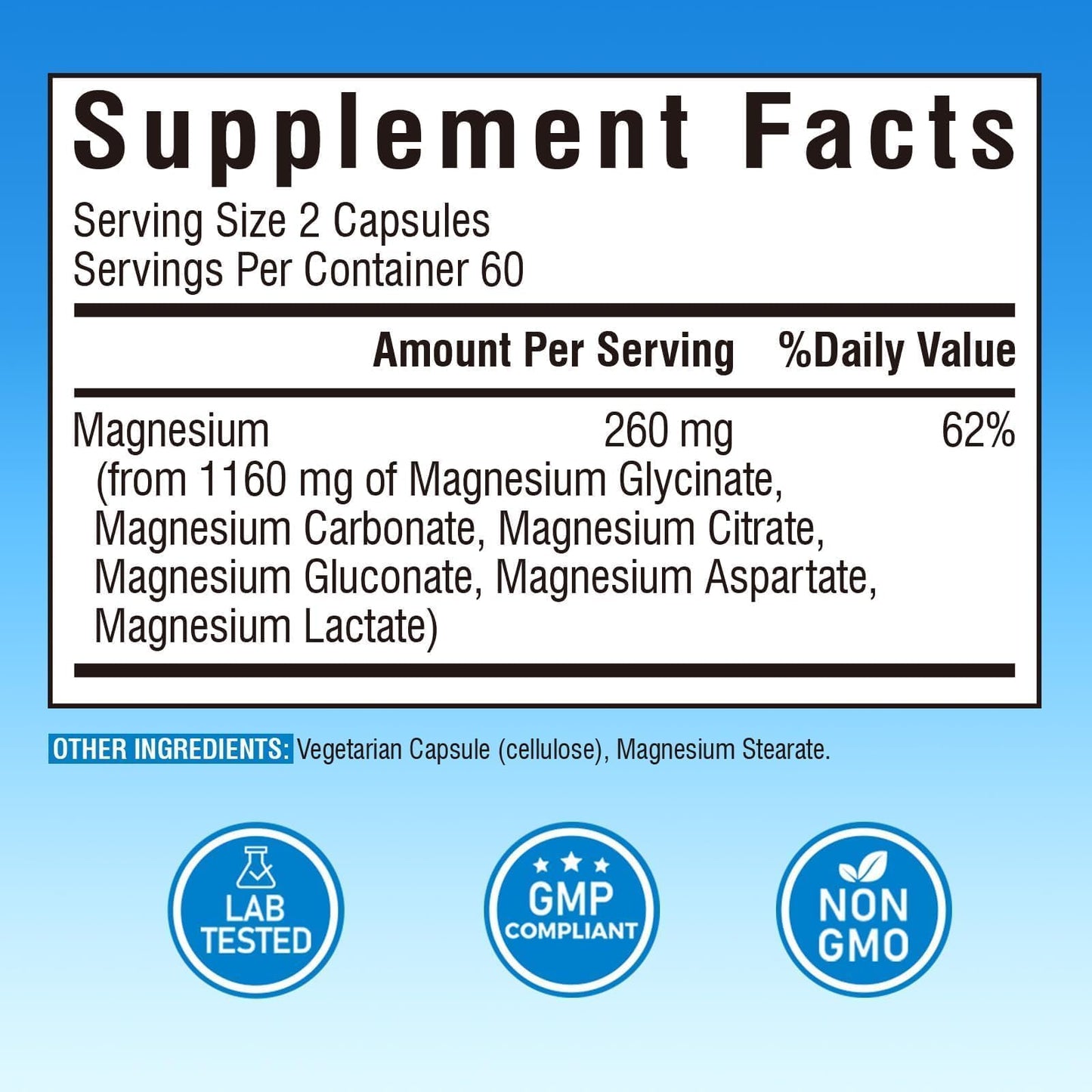 Vitalibre 6 in 1 Magnesium Complex for Women Men, 260mg Elemental Magnesium | Max Absorption | Chelated Magnesium Supplement for Bone, Relaxation & Nerves Support | Non-GMO, 120 Vegan Capsules Vitalibre buy supplements Au