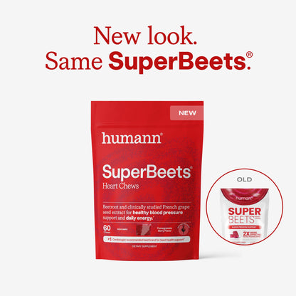 Humann SuperBeets Heart Chews, Beet Root Powder Support Energy Supplement, Nitric Oxide and Blood Pressure Support, Grape Seed Extract & Non-GMO, Heart Health, Pomegranate Berry Flavor, 60 Count Humann buy supplements Au