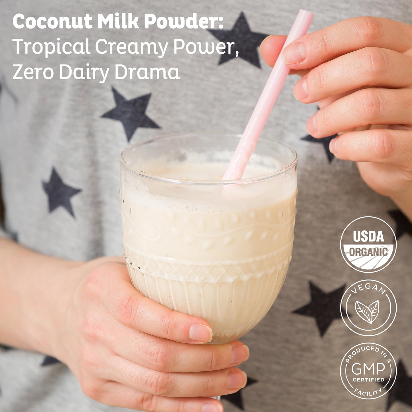 KOS Organic Coconut Milk Powder, USDA Certified Organic - 0g Sugar, MCT Plant Based Creamer for Coffee, Smoothies, Vegan, Keto, Paleo Friendly, Non-GMO, Gluten or Dairy- 12.6oz, 179 Servings KOS buy supplements Au