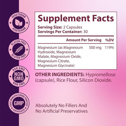 Magnesium Complex for Women – Spectrum 5-Form Magnesium Complex (500 mg), High Absorption Glycinate, Citrate, Oxide & Malate – Vegan, Non-GMO Supports Sleep, Energy, Hormone & Bone – 60 Capsules GlowTrue buy supplements Au