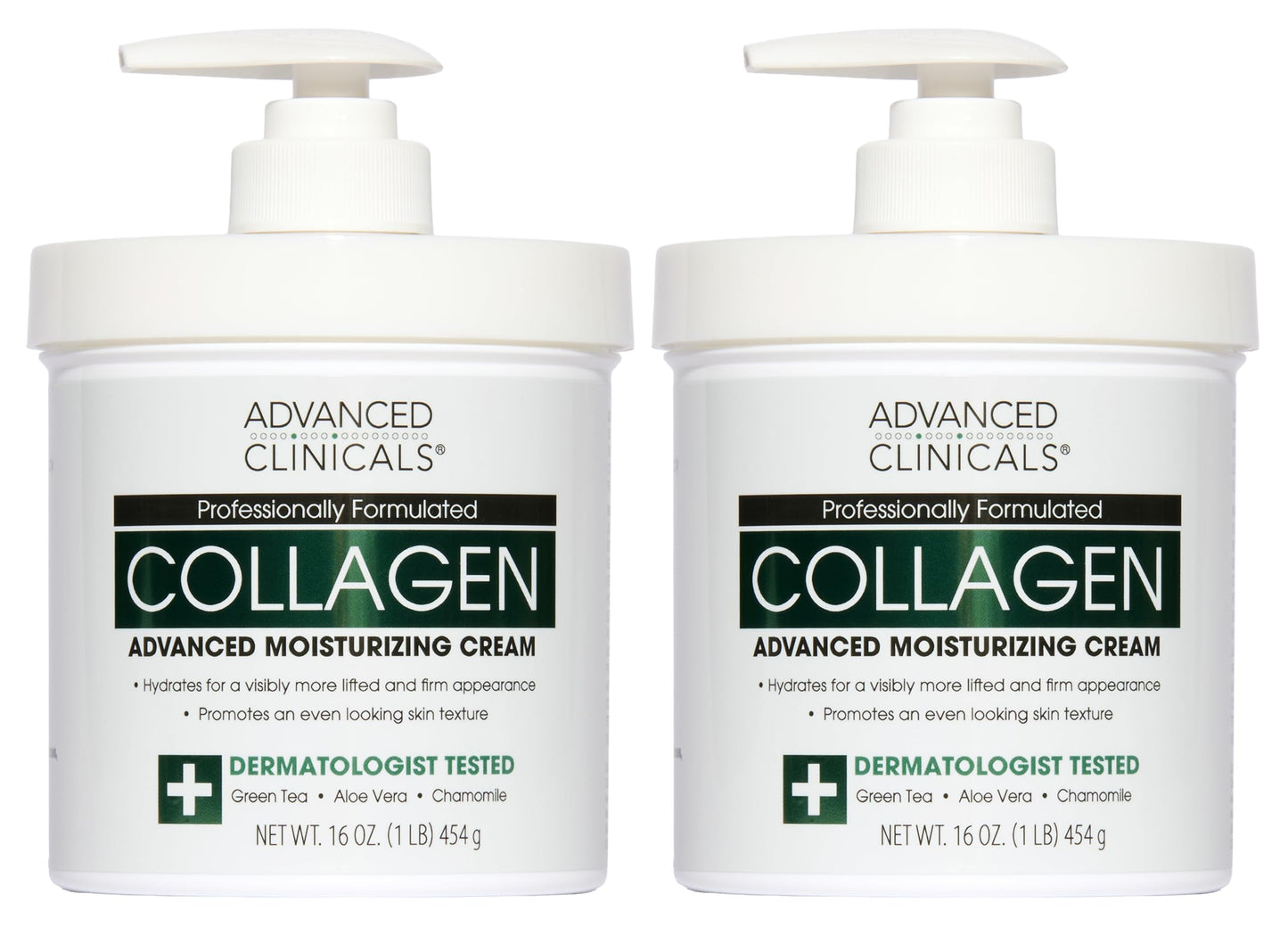 Advanced Clinicals Collagen Cream Body Lotion & Face Moisturizer W/Vitamin E | Skincare Moisturizing Collagen Lotion For Women, Men, Hand, & Neck Improves Look Of Crepey Skin & Uneven Dry Skin, 2pc