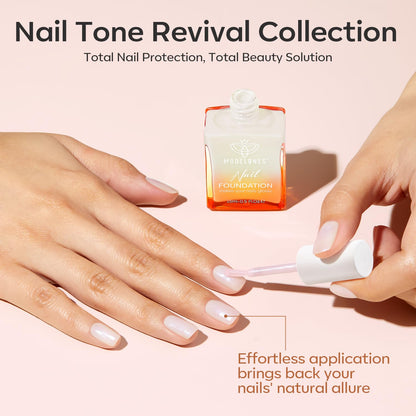 modelones Nail Strengthener, Milky White Nail Polish Nail Repair for Damaged Nails Hardener Quick Dry Nail Growth Polish Natural Nail Concealer Foundation