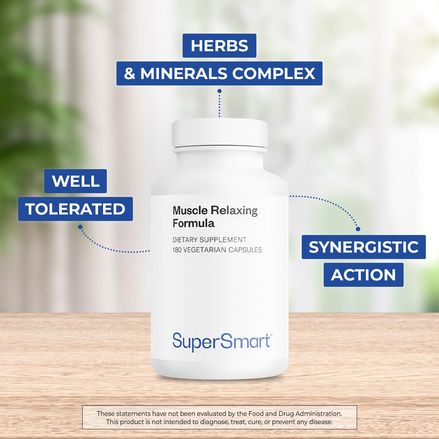 Supersmart - Muscle Relaxing Formula (Advanced Complex) - with Magnesium, Calcium, Vitamin E, Plants Extracts | Non-GMO & Gluten Free - 180 Vegetarian Capsules SupersmartBuy Supplements Australia