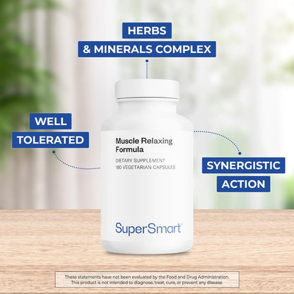 Supersmart - Muscle Relaxing Formula (Advanced Complex) - with Magnesium, Calcium, Vitamin E, Plants Extracts | Non-GMO & Gluten Free - 180 Vegetarian Capsules SupersmartBuy Supplements Australia