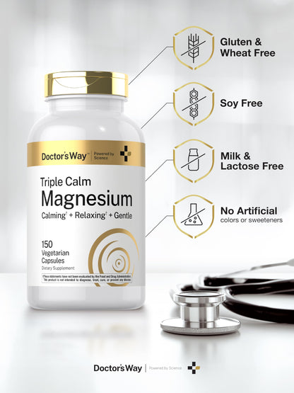 Doctor's Way Triple Magnesium Complex | 150 Capsules | Citrate, Glycinate, & Malate Supplement | Vegetarian, Non-GMO, Gluten Free Formula Doctor's Way buy supplements Au