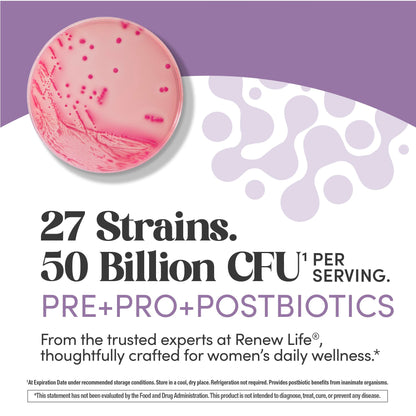 Renew Life Ultimate Flora Probiotics for Women | 50 Billion CFU | 30 Delayed Release Vegan Capsules | Digestive & Vaginal Health | Dairy, Soy and Gluten Free Supplement Renew Life buy supplements Au