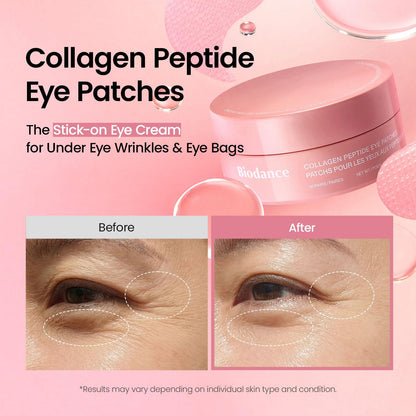 BIODANCE Collagen Peptide Eye Patches, Anti Wrinkle & Smile Line Patches for Face, Under Eye Mask for Fine Lines & Eye Bags, Travel Essentials & Self Care Gifts for Women, Korean Skin Care (60 Count) BIODANCEBuy Supplements Australia