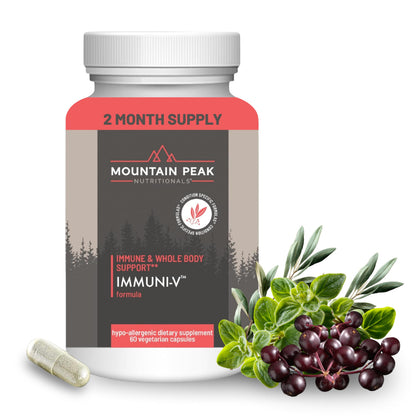 Mountain Peak Nutritionals Immuni-V - Immune System & Whole Body Support Supplement - Natural Antioxidant Booster with Humic Acid, Olive Extract, & Elderberry (60 Vegetarian Capsules) Mountain Peak NutritionalsBuy Supplements Australia
