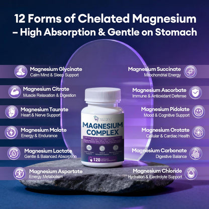 Migcopat Magnesium Complex w/Magnesium Glycinate, Malate, Citrate | 24-in-1 Magnesium Supplement w/Ashwagandha, L-Theanine & NAD+ | Supports Calm, Energy, Muscle & Sleep | Non-GMO, 120 Vegan Caps Migcopat buy supplements Au