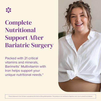 BariMelts Bariatric Multivitamin with Iron, 60 Fast-Dissolving Tablets (1-Month Supply), Sugar-Free Bariatric Vitamins for Women, Natural Fruit Flavor BariMelts buy supplements Au