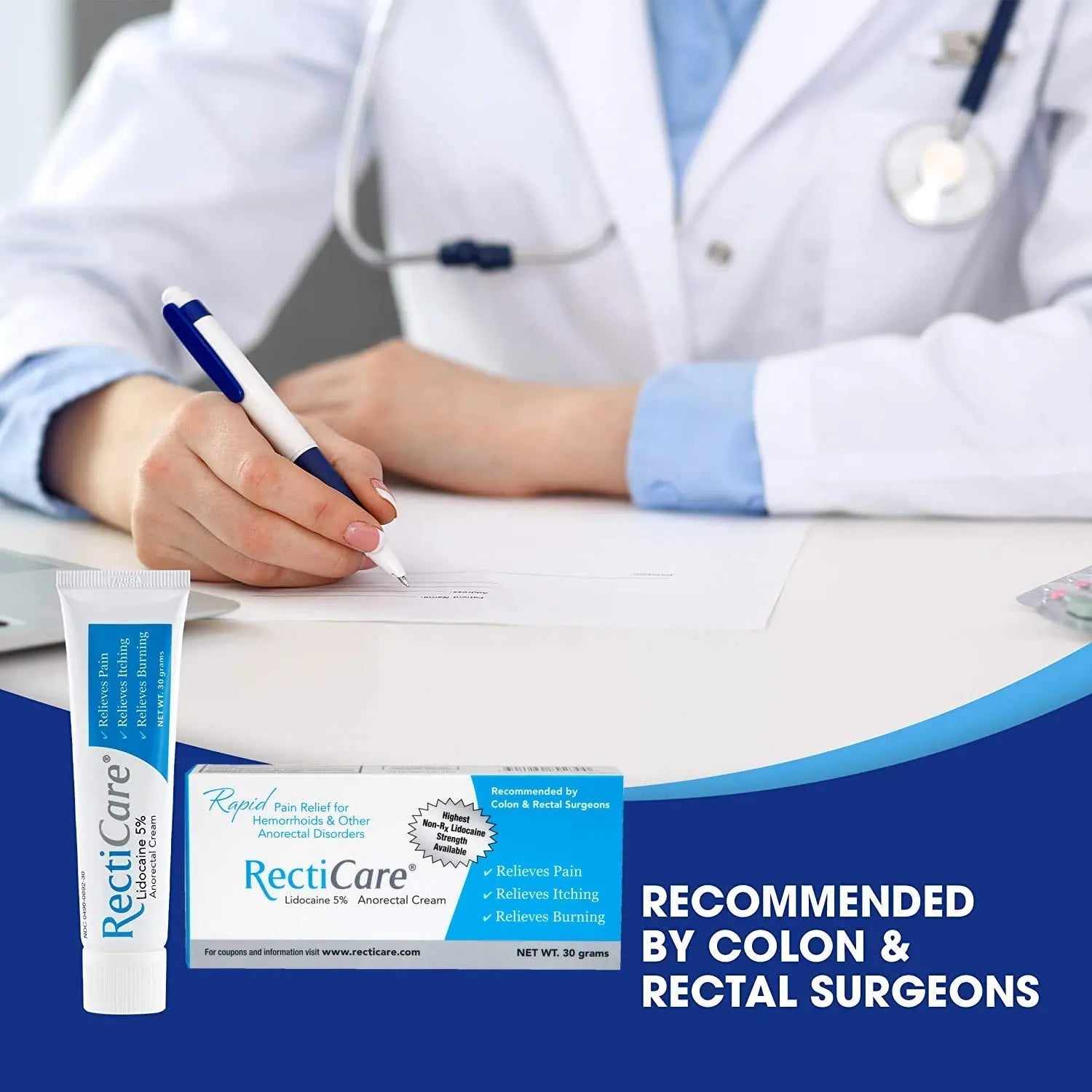 Recticare Anorectal Lidocaine 5% Cream: Topical Numbing Cream for Treatment of Hemorrhoids & Other Anorectal Disorders - 30g Tube RecticareBuy Supplements Australia
