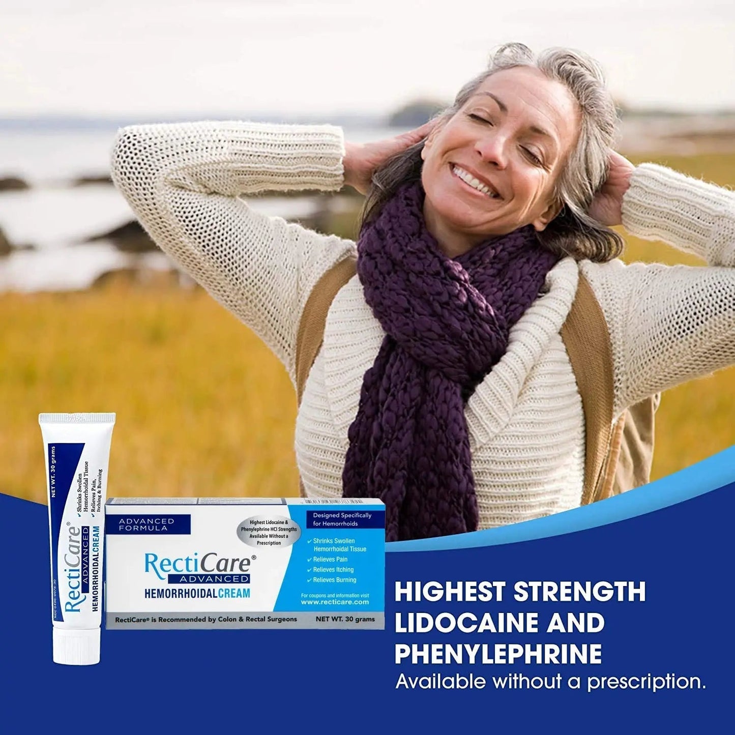 Recticare Advanced Hemorrhoidal Cream: Advanced Treatment to Shrink & Soothe Hemorrhoids - Itch, Pain, Burn Relief - 30g Hemorrhoidal Cream with Lidocaine RecticareBuy Supplements Australia