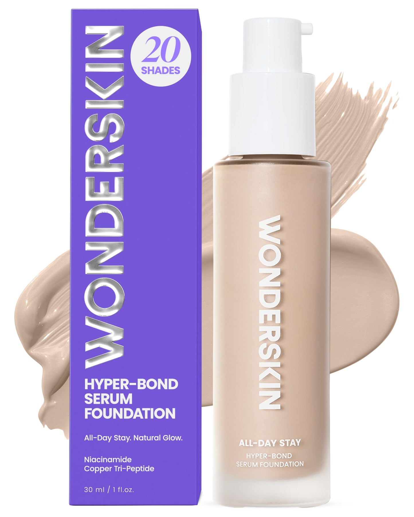 Wonderskin Hyper Bond All-Day Stay Serum Foundation – Waterproof, Transfer-Proof, 24HR Longwear Face Makeup with Niacinamide & Hyaluronic Acid – Lightweight, Natural Finish (Moonstone) WonderskinBuy Supplements Australia