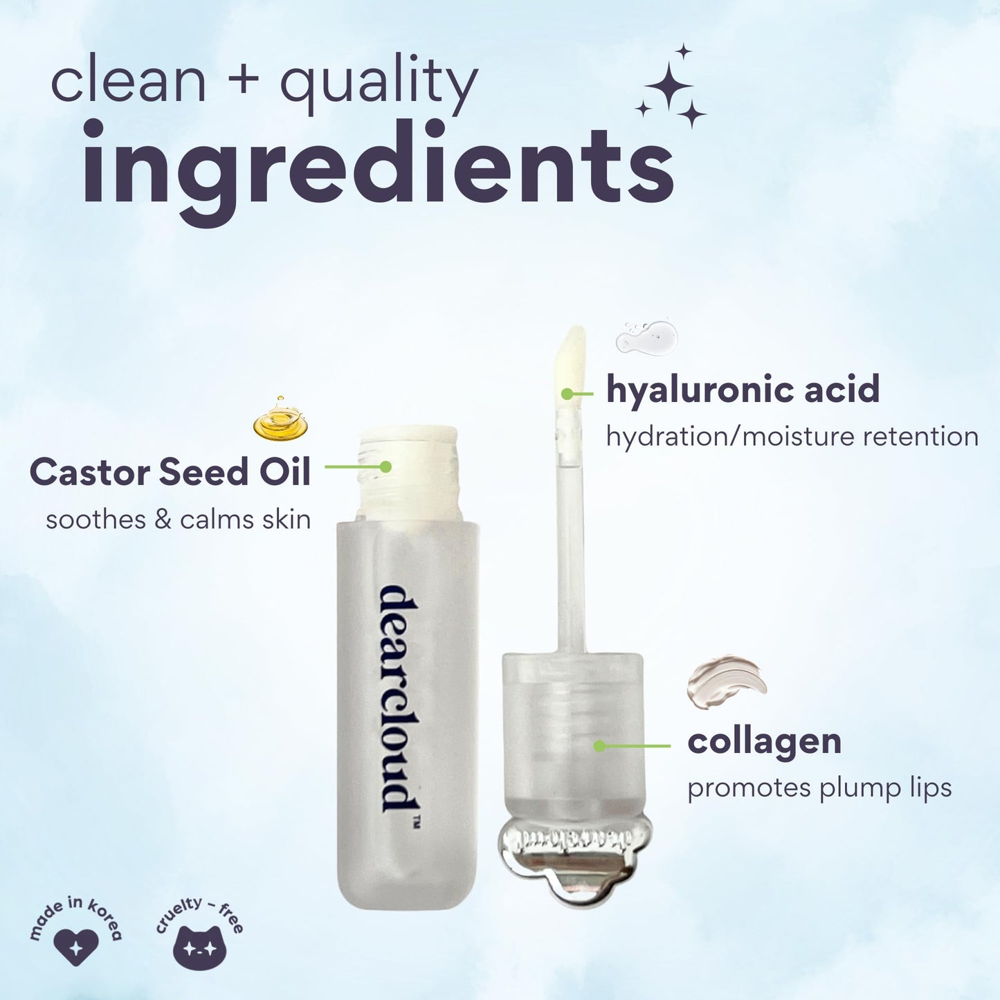 dearcloud Jelly Wave Lush Lip Oil – Clear Lip Gloss and Lip Gloss for Women - Korean skincare essential – Lip Oil for Women with Collagen - Diamond (0.13 oz) dearcloudBuy Supplements Australia