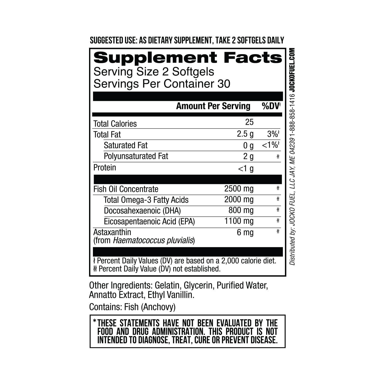 Jocko Fuel Omega 3 Fish Oil Supplement 2000mg - Burpless Fatty Acid Supplement, Wild Caught, Powerful Antioxidant with Astaxanthin (60 Capsules) Jocko FuelBuy Supplements Australia