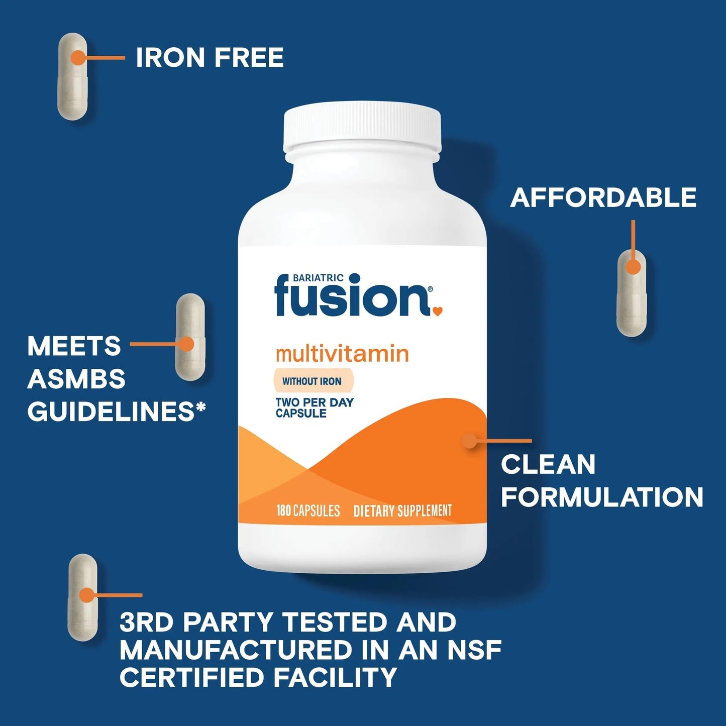 Bariatric Fusion Bariatric Multivitamin Without Iron | Post Bariatric Surgery Patients | Iron Free Bariatric Vitamin Bariatric Fusion