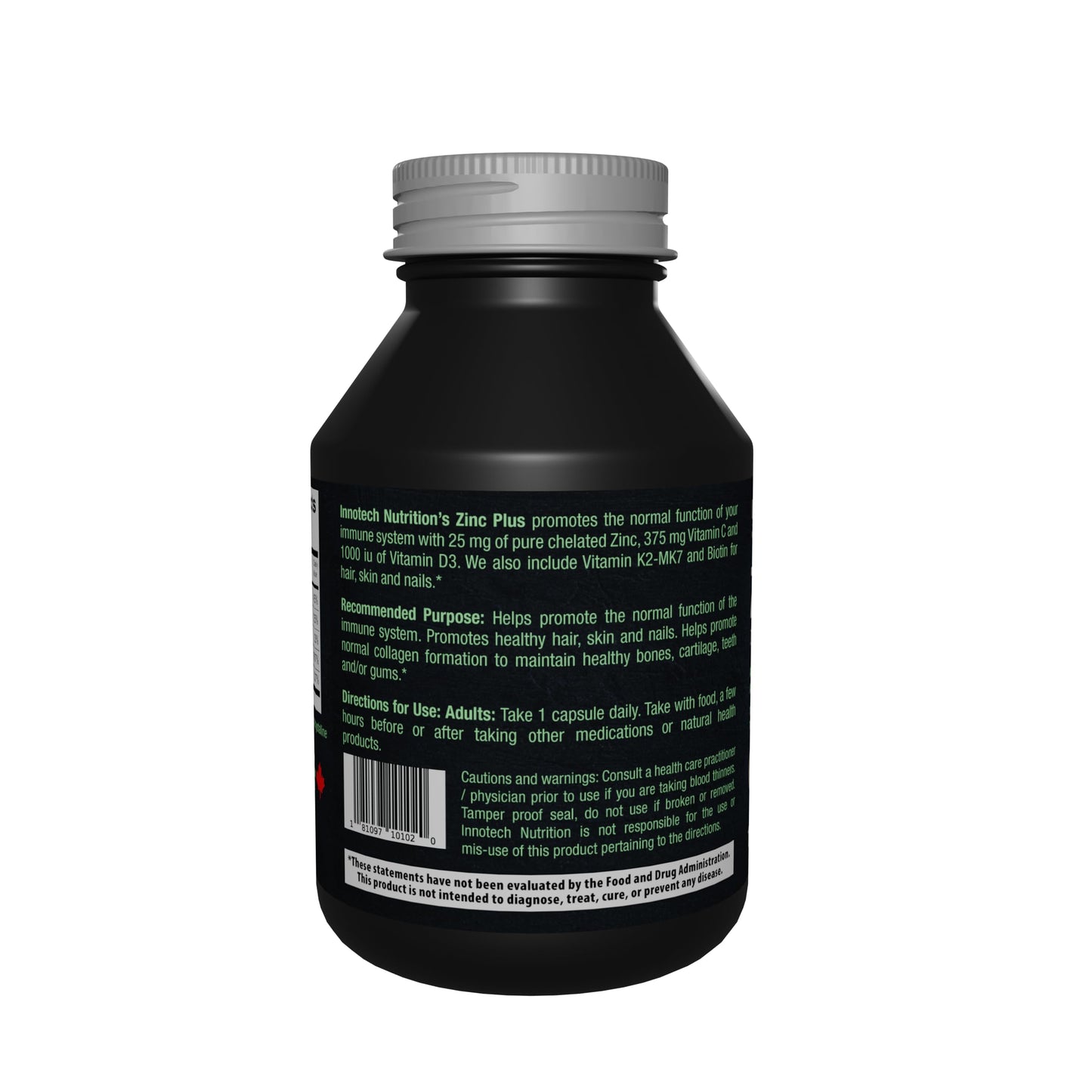 Innotech Nutrition Zinc Plus Immune Hair Skin & Nails Support Chelated Zinc Vitamin D3 & Biotin 120 Vegan Capsules Innotech Nutrition Solutions buy supplements Au