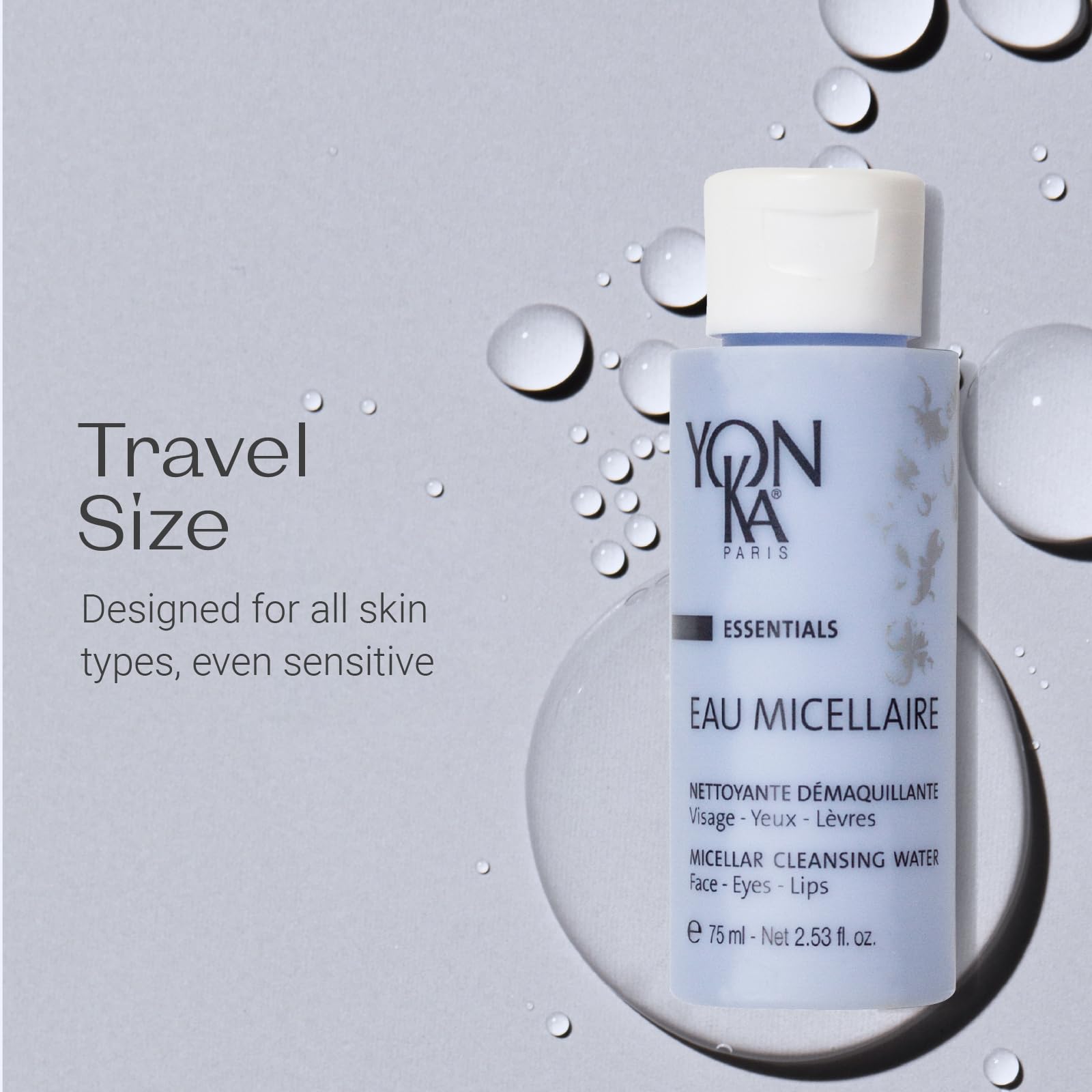 Yonka Eau Micellaire Travel Size | Micellar Water and Cleansing Makeup Remover | Gentle Face Wash with Rose and Chamomile to Remove Impurities and Hydrate | Paraben-Free | 2.53 fl oz YonkaBuy Supplements Australia