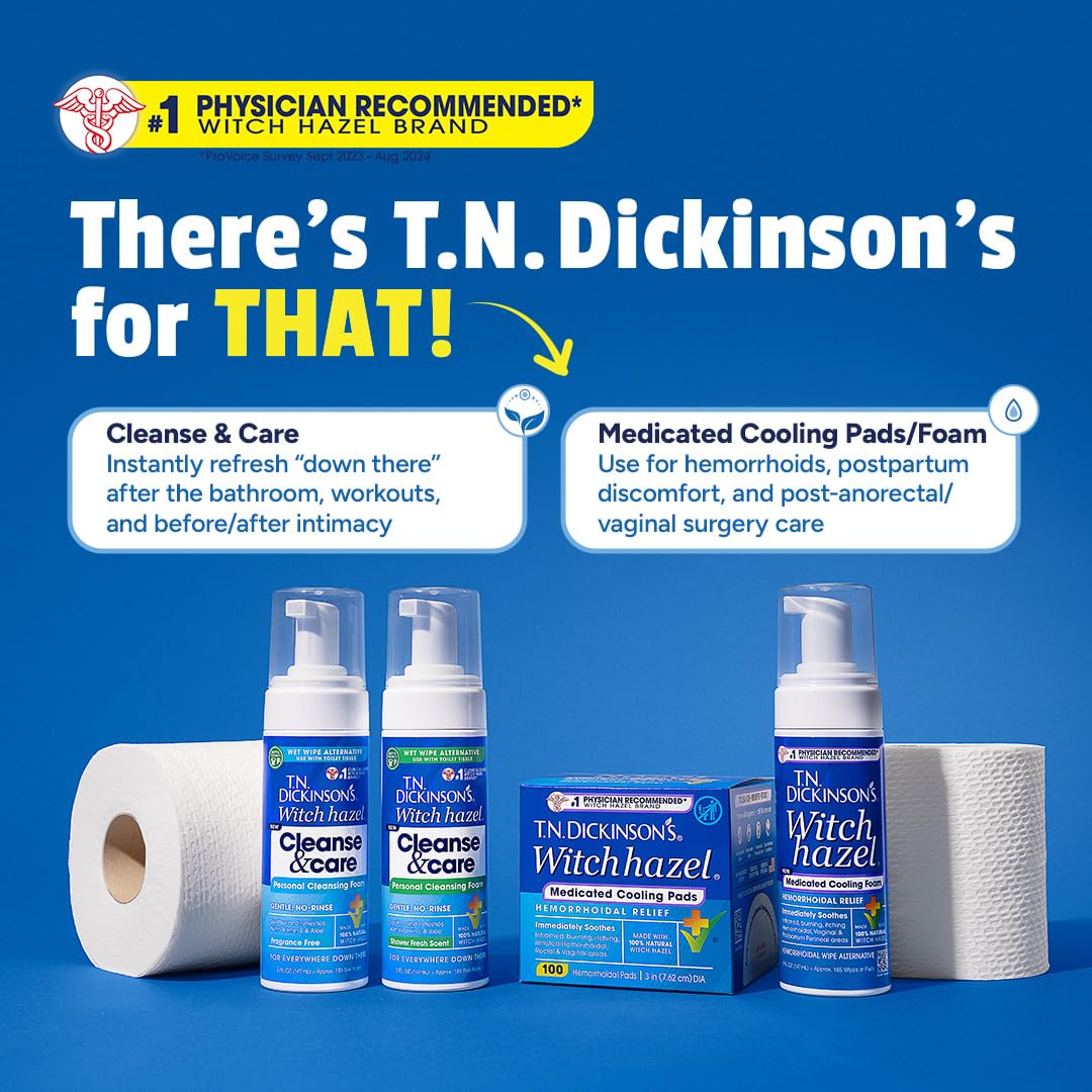 T.N. Dickinson’s Medicated Cooling Pads with Witch Hazel and Aloe | Hemorrhoid Treatment, Postpartum Care, Feminine & Rectal Relief | 100 Rounds T.N. Dickinson'sBuy Supplements Australia