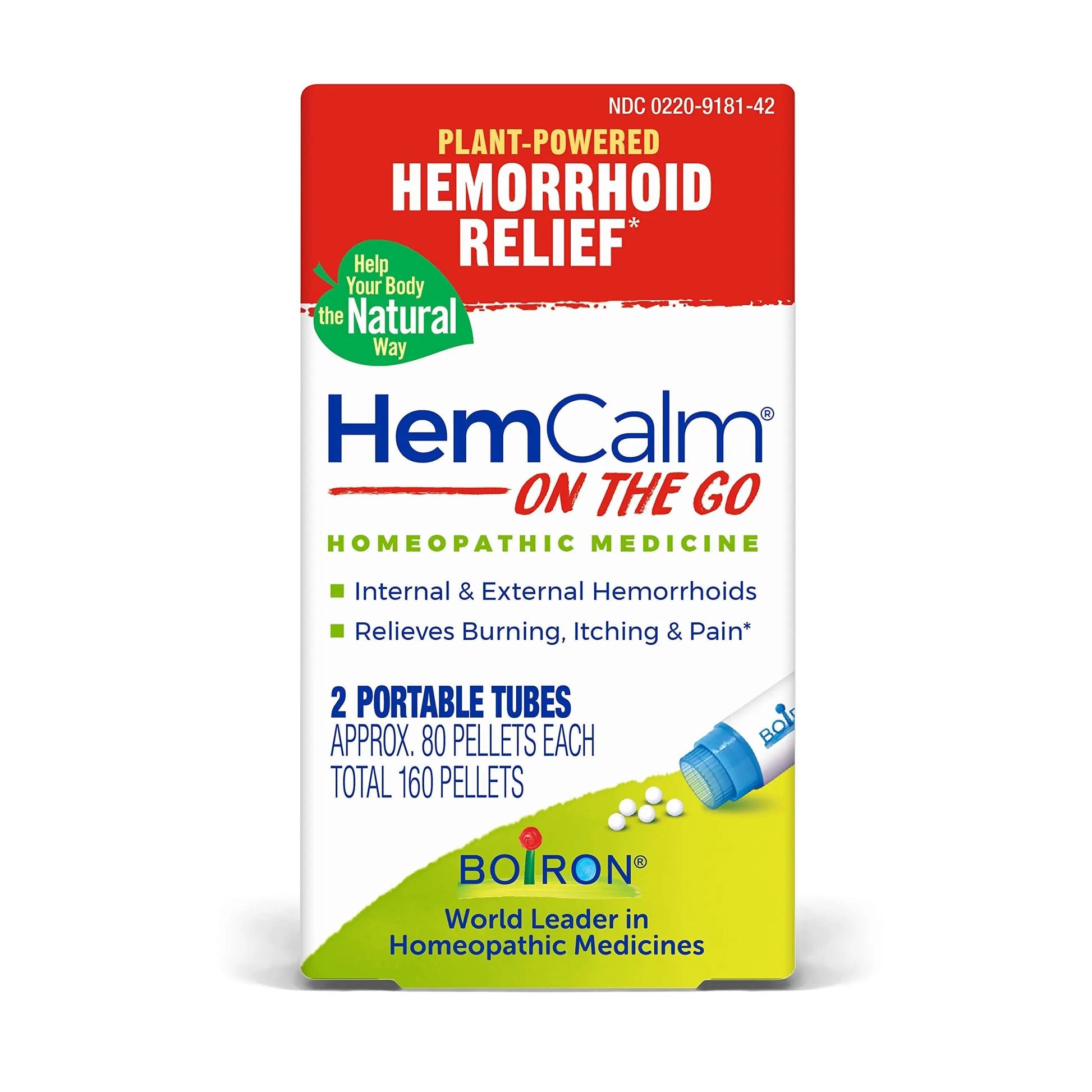 Boiron HemCalm On The Go Travel Essential for Hemorrhoid Relief of Pain, Itching, Swelling or Discomfort - 2 Count (160 Pellets) BoironBuy Supplements Australia