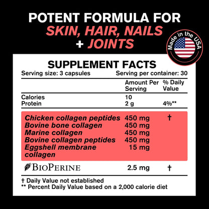 VitaRaw Collagen Pills 1800 mg - Multi Collagen Supplements (Types I, II, III, V & X) Grass Fed Non GMO Collagen Peptides Pills for Hair, Skin and Joints - Hydrolyzed Collagen Protein Powder VitaRaw buy supplements Au