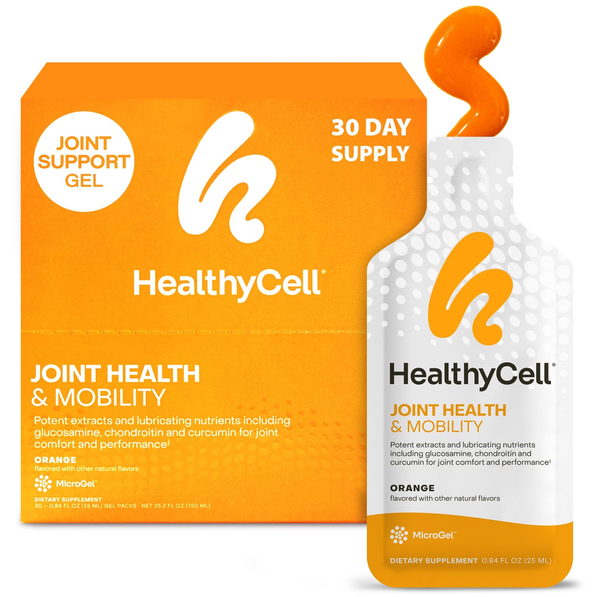 Healthycell Joint Health & Mobility Daily Liquid Supplement - Joint Support Supplement, Inflammation Response, Cartilage & Flexibility with Curcumin, Glucosamine & Chondroitin - 30 Gel Packs HealthycellBuy Supplements Australia
