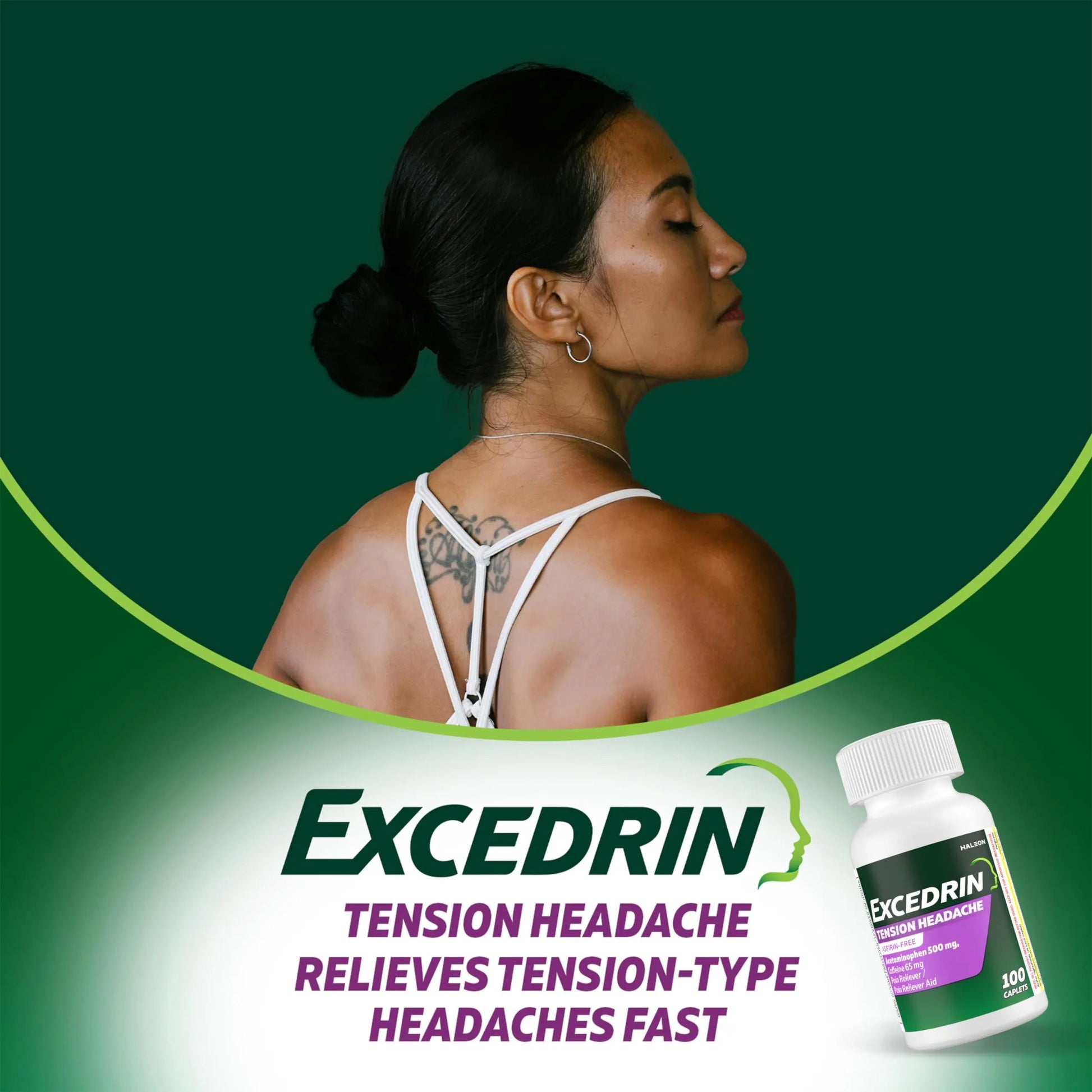 Excedrin Tension Headache Relief Caplets, Acetaminophen 500mg, Caffeine 65mg, Pain Reliever, Aspirin-Free, 100 Count ExcedrinBuy Supplements Australia