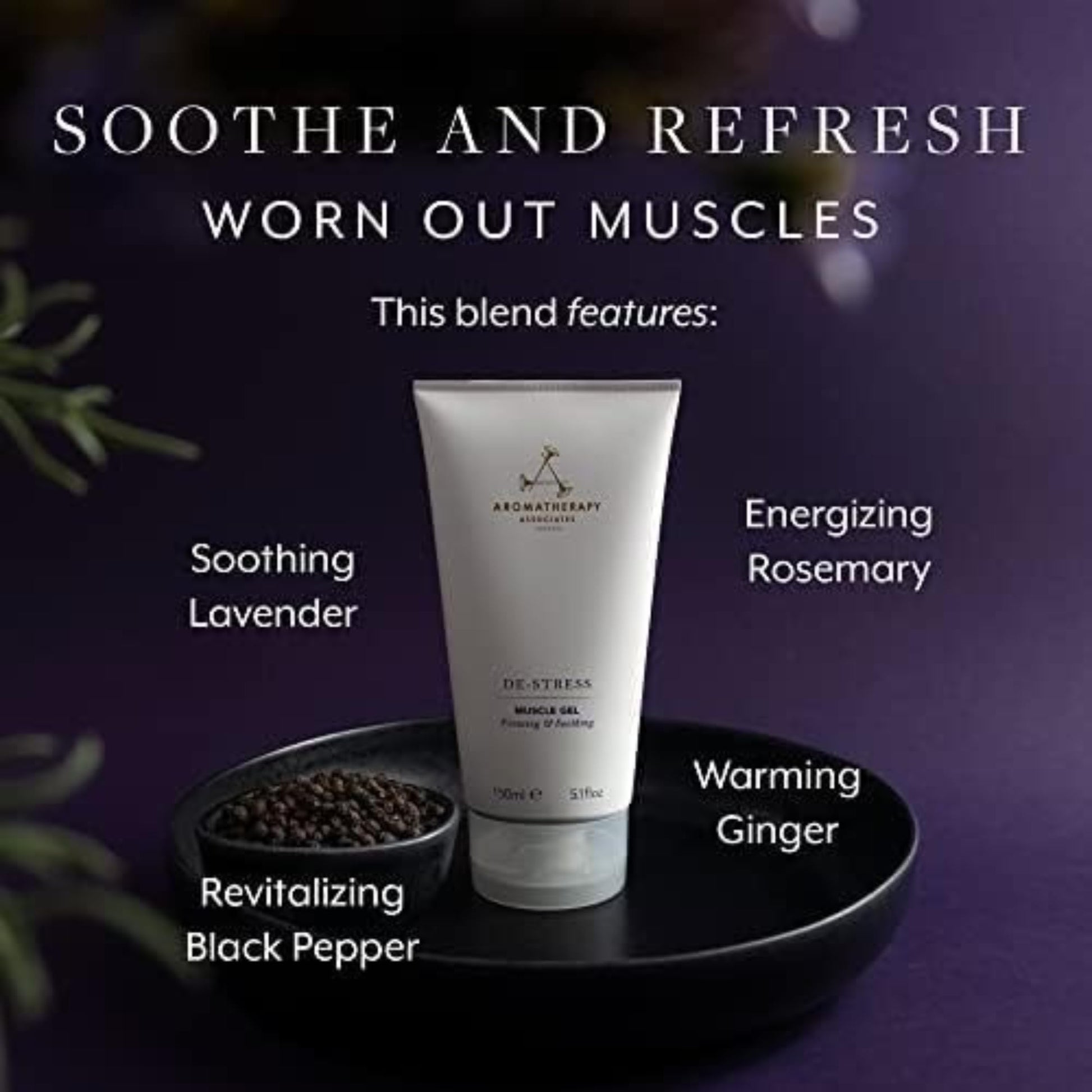 Aromatherapy Associates De-Stress Muscle Gel, Cooling & Warming Massage Gel with Ginger, Black Pepper & Rosemary Essential Oils for Daily Tension & Post-Activity Comfort, 5.07 oz Aromatherapy AssociatesBuy Supplements Australia