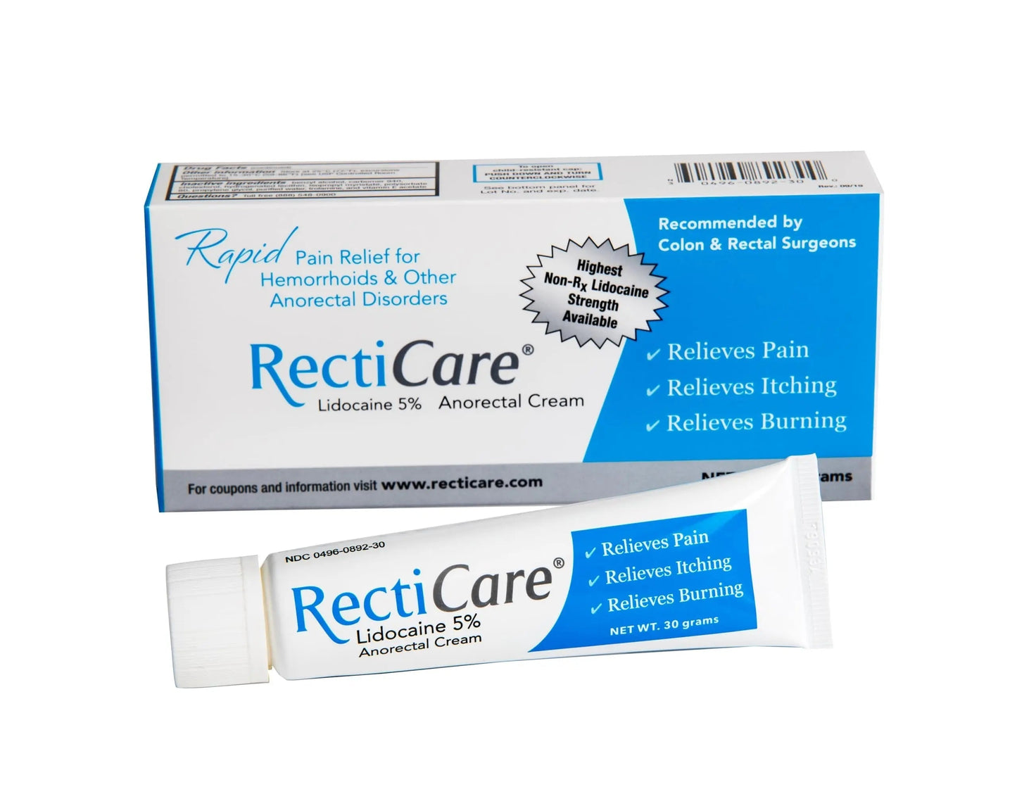 Recticare Anorectal Lidocaine 5% Cream: Topical Numbing Cream for Treatment of Hemorrhoids & Other Anorectal Disorders - 30g Tube RecticareBuy Supplements Australia