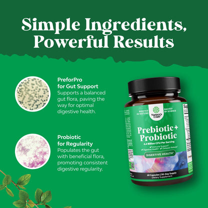 Prebiotics and Probiotics Gut Health Supplement-Super Potent Digestive Health Acidophilus Probiotic Capsules with Men & Womens Probiotics & Prebiotics