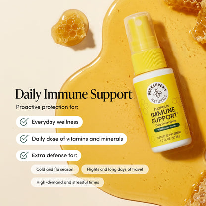 Propolis Throat Spray by Beekeeper's Naturals - 95% Bee Propolis Extract, Natural Immune Support & Sore Throat Relief - Antioxidants, Keto, Paleo, Gluten-Free (1.0 oz)(Pack of 1) Beekeeper's Naturals buy supplements Au