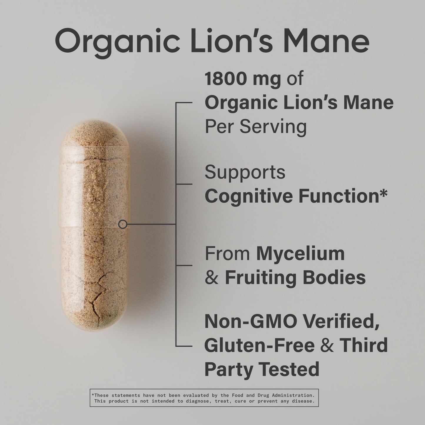 Sports Research® Organic Lion's Mane Mushroom Supplement 1800mg - Brain Health, Focus & Cognitive Supports - USDA Certified Organic · Non-GMO · Vegan - 90 Count Capsules Sports Research buy supplements Au