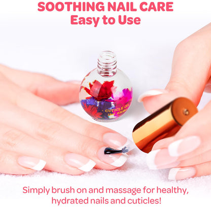 JIASHENG Cuticle Oil, Scented Cuticle Nail Oil Infused with Real Flowers, Hydrates, Moisturizes, Strengthens, Repairs