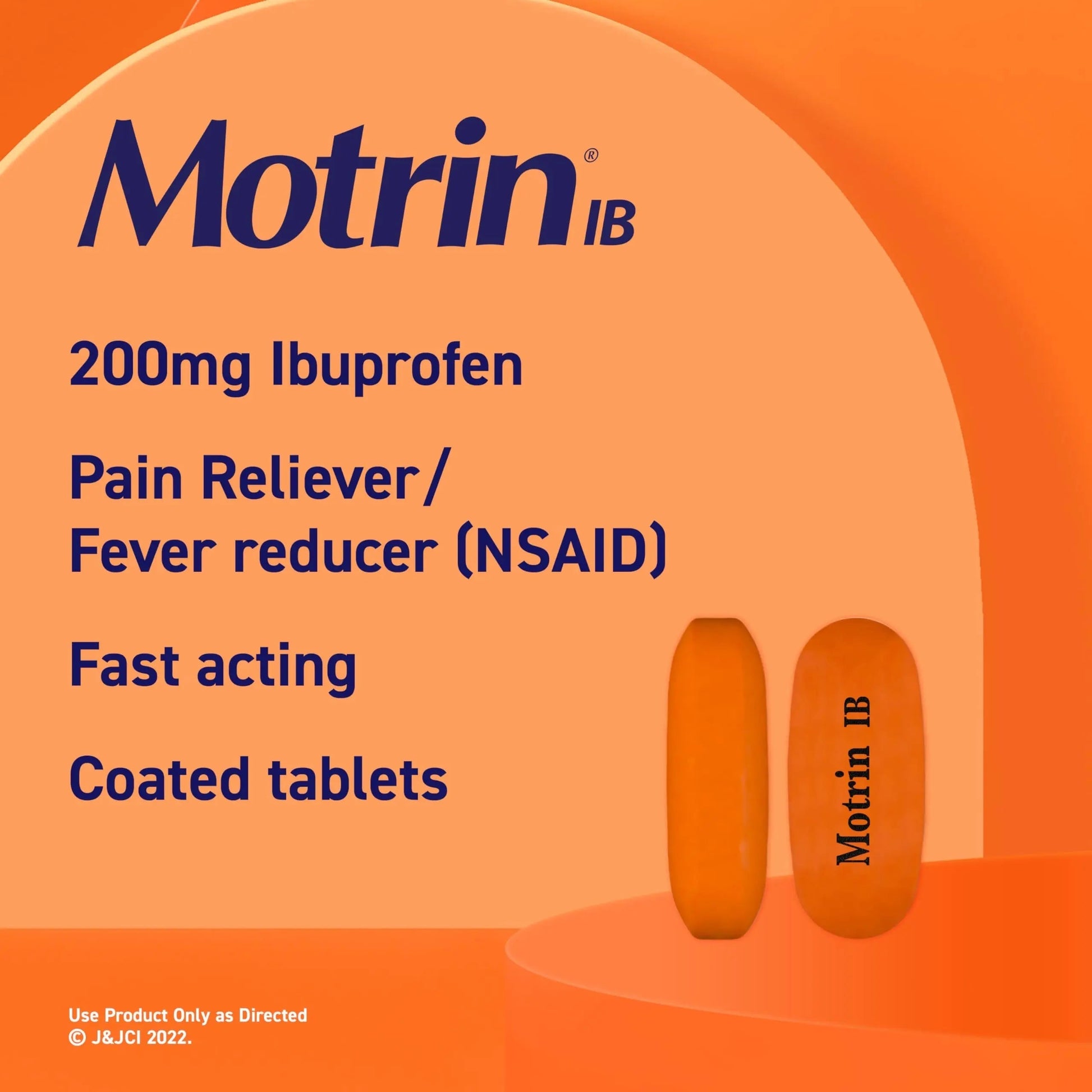 Motrin IB, Ibuprofen 200mg Tablets, Pain Reliever & Fever Reducer for Muscular Aches, Headache, Backache, Menstrual Cramps & Minor Arthritis Pain, NSAID, 100 Ct MotrinBuy Supplements Australia