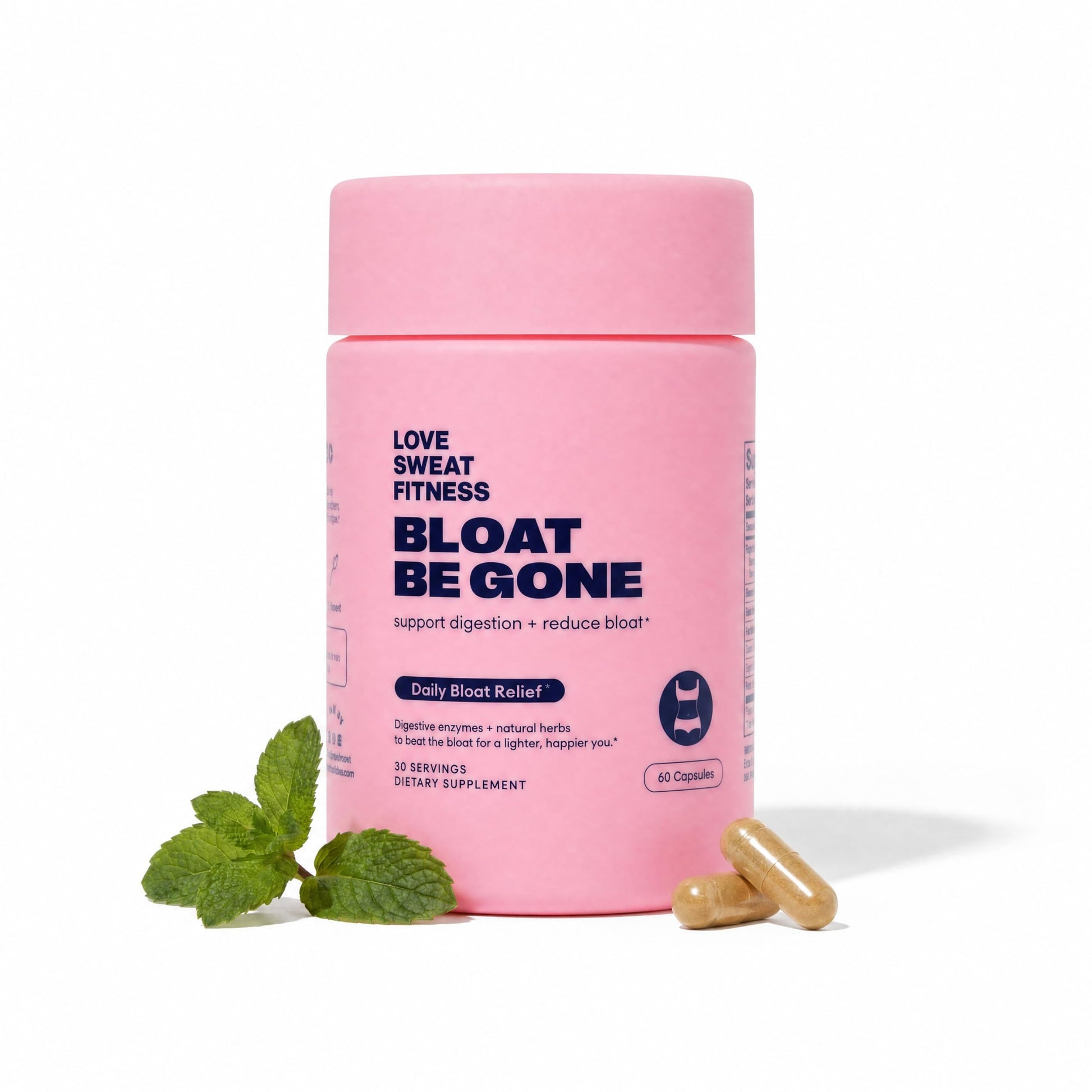 Love Sweat Fitness Bloat Be Gone | Bloating Relief for Women | Debloat & Digestive Enzyme Supplement for Gas & Gut Health | Herbal Blend with Ginger, Turmeric & Peppermint | 60 Vegan Capsules Love Sweat Fitness buy supplements Au