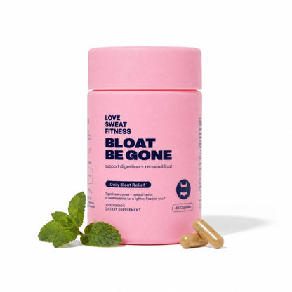 Love Sweat Fitness Bloat Be Gone | Bloating Relief for Women | Debloat & Digestive Enzyme Supplement for Gas & Gut Health | Herbal Blend with Ginger, Turmeric & Peppermint | 60 Vegan Capsules Love Sweat Fitness buy supplements Au