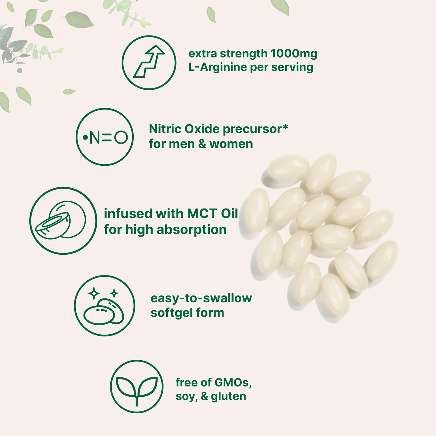 Micro Ingredients L-Arginine 1000mg with MCT Oil, 300 Softgels | Nitric Oxide Precursor* for Men & Women | Extra Strength Amino Acid Formula for Daily Wellness