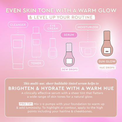 Glow Recipe Hue Drops Bronzing Drops, Tinted Face Serum, Glow Primer + Liquid Highlighter, Niacinamide + Hyaluronic Acid, Radiant Warm Glow, Sunglow (40ml) Glow RecipeBuy Supplements Australia