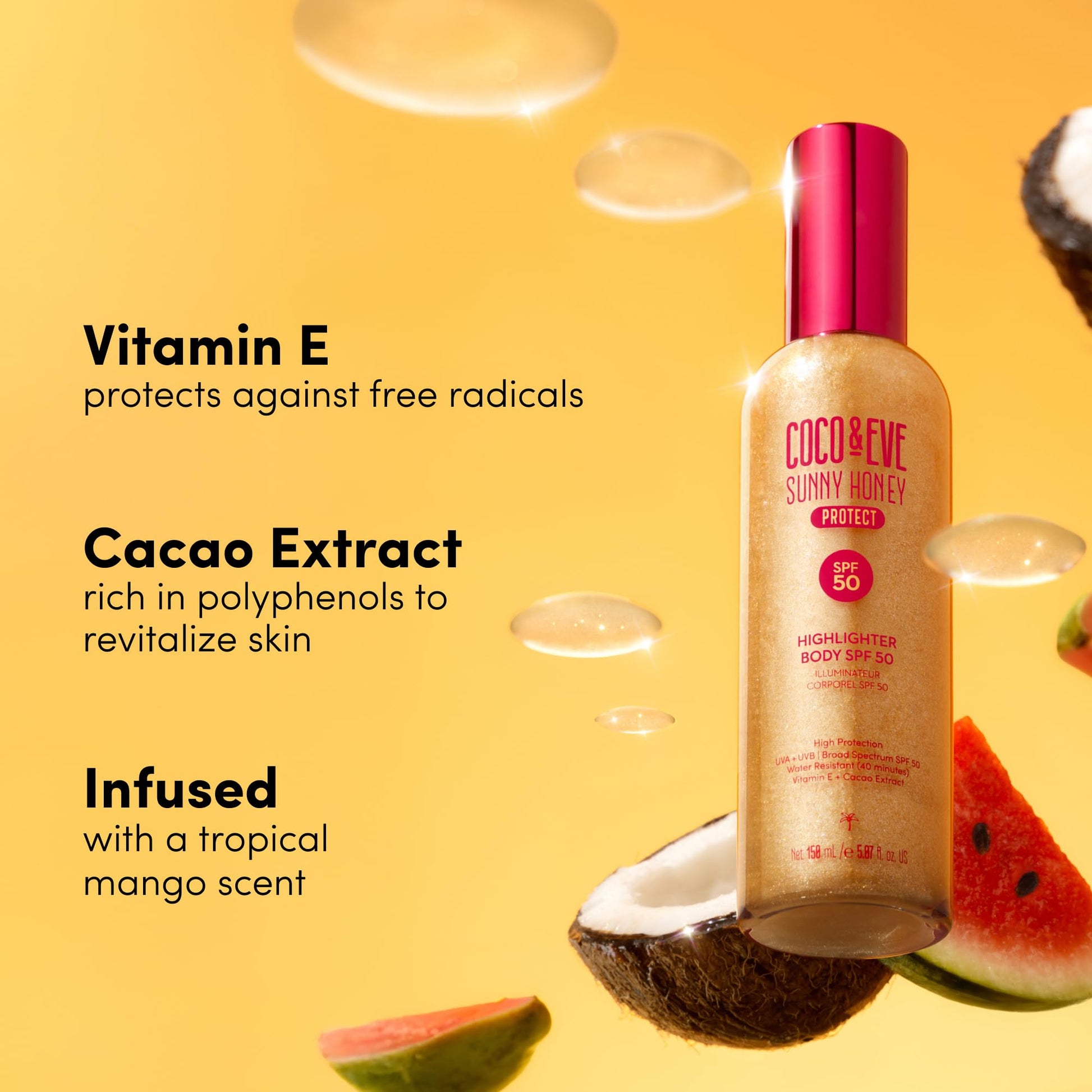 Coco & Eve Body Highlighter SPF 50 – Shimmer Sunscreen, Broad Spectrum Sun Protection, Lightweight Serum-Like Lotion with Pearlescent Minerals & Vitamin E for Hydrated & Glowing Skin, 5.07 Fl Oz Coco & Eve buy supplements Au