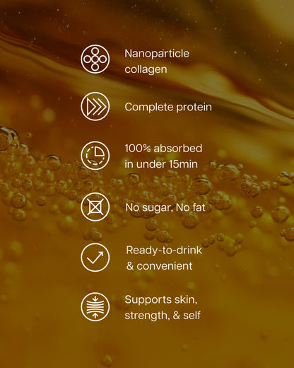 ProT Gold Liquid Collagen Protein Shot, Support for Hair, Nails and Skin, 17g, Nano Hydrolyzed & Grass Fed with Amino Acids, Sugar Free, Gluten Free,