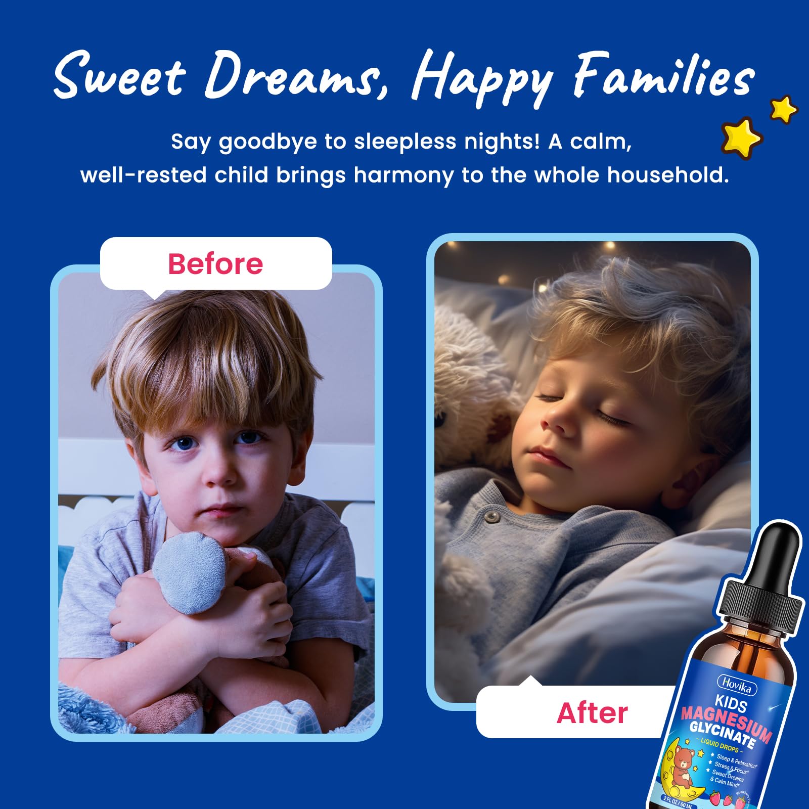Magnesium Glycinate Liquid for Kids - with L-Theanine Omega-3, Vitamin B6, D3, Zinc - Kids Magnesium Drops for Sleep, Relaxation, Calm & Focus - 2 Fl Oz, Strawberry Flavor HovikaBuy Supplements Australia