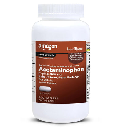 Amazon Basic Care Extra Strength Pain Relief, Acetaminophen Caplets, 500 mg, Pain Reliever/Fever Reducer, 500 Count Amazon Basic CareBuy Supplements Australia