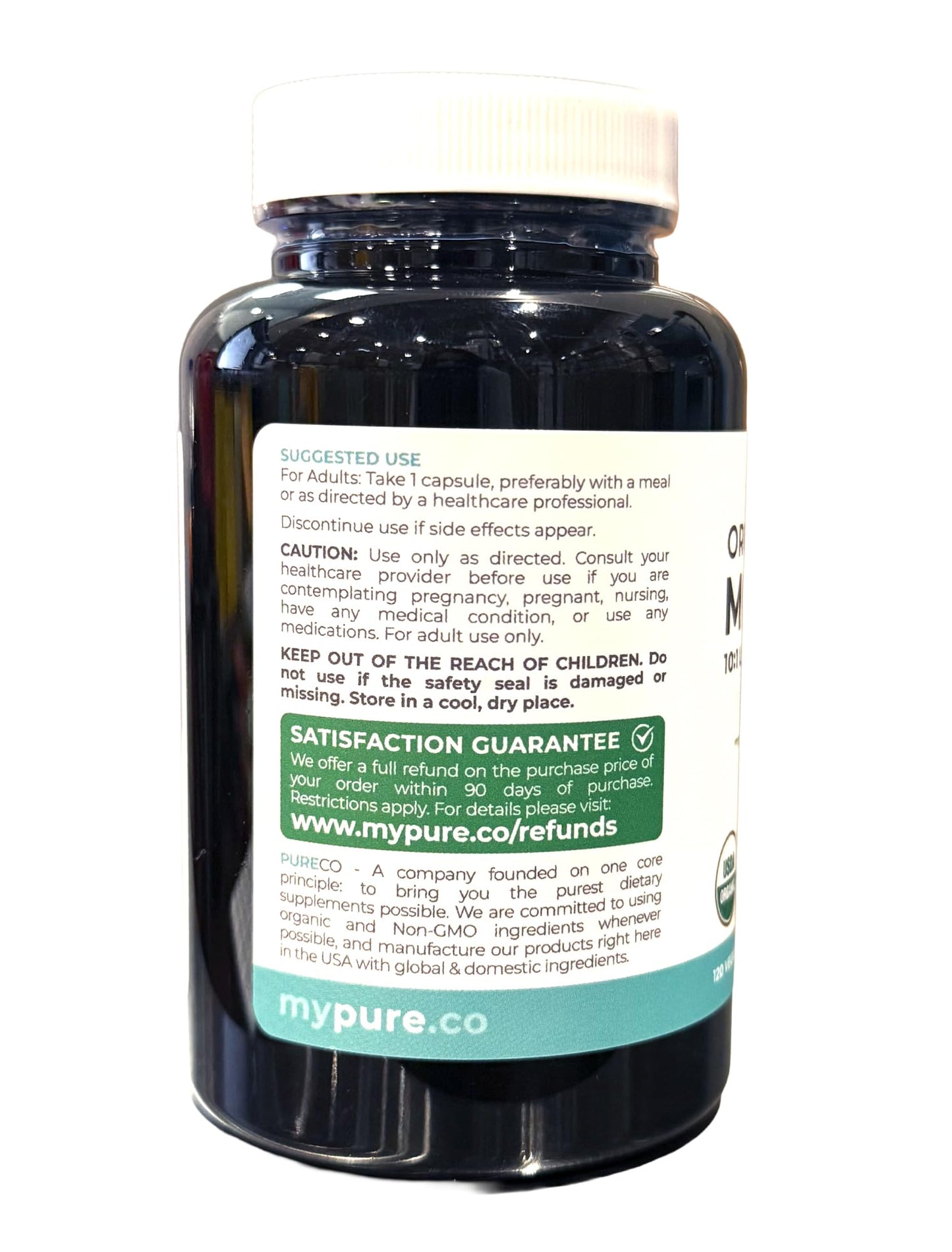 USDA Organic Moringa Capsules - High Potency Organic Moringa 500mg Extract 10:1 Per 1 Capsule Serving - Nutrient Dense Green Superfood Antioxidant
