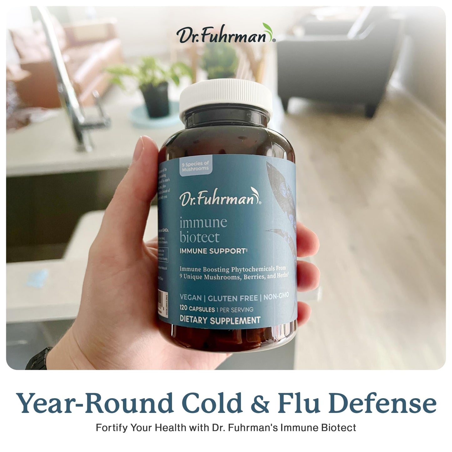 Dr. Fuhrman All Natural Immune Support Supplement | Whole-Food Derived Vitamin for Immunity Defense | Organic Mushrooms, & Berries | Organic Lion’s Mane, Maitake, Reishi, and Elderberry | 120 Caps Dr. Fuhrman buy supplements Au