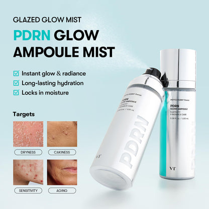 VT COSMETICS PDRN Glow Ampoule, PDRN Facial Mist, Deep Hydration Spray Serum, Vegan Skin Care, Light-weight Face Moisturizer, Plumping Effect, Fragrance-Free, Korean SkinCare (3.38 fl oz / 100 ml) VT COSMETICSBuy Supplements Australia